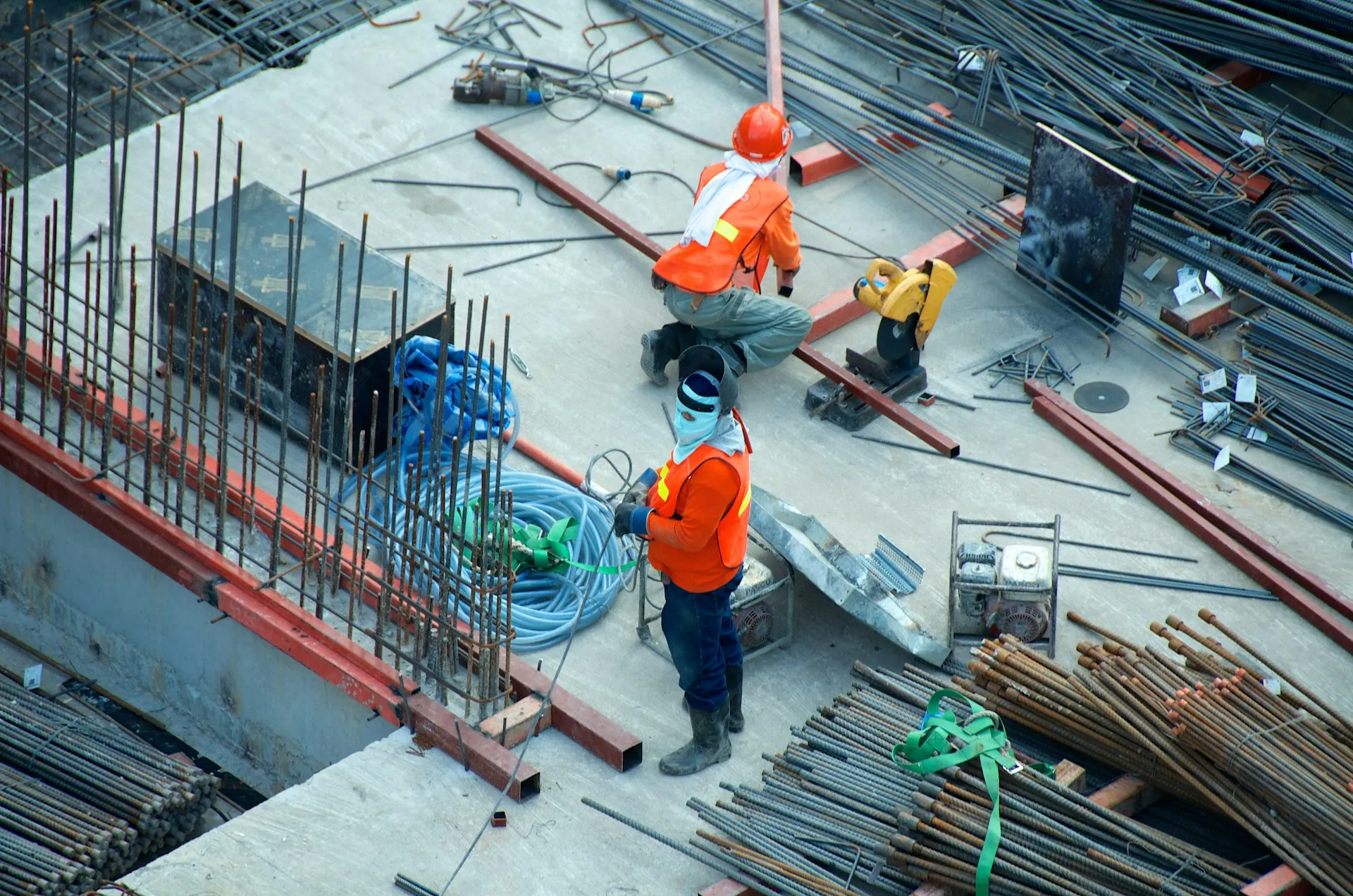 Modern construction site with digital technology integration